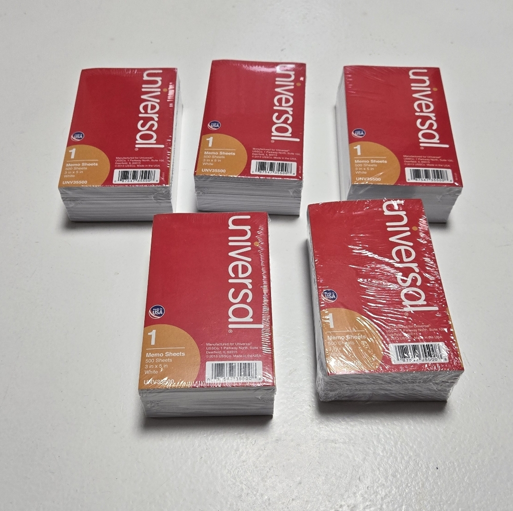 Universal Memo Sheets 5 Pack 500 Sheets Per Pack New In Plastic Seal